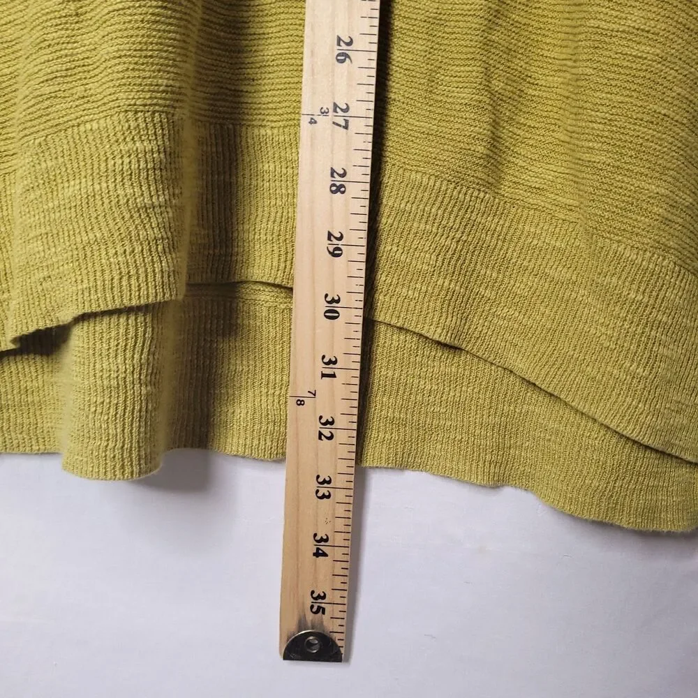 Eileen Fisher Sweater Large Green Organic Linen/Cotton V Neck